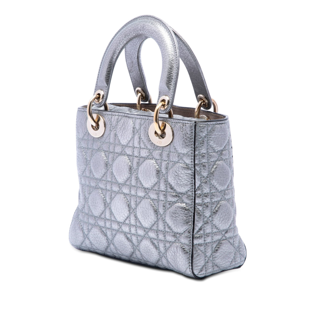 Dior Small Metallic Cuir de veau grainé Cannage Supple Lady Dior