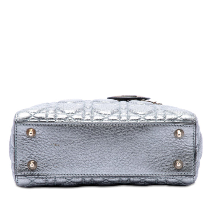 Dior Small Metallic Cuir de veau grainé Cannage Supple Lady Dior