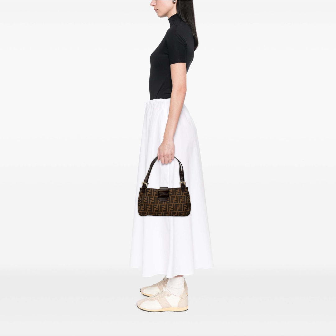 Fendi Sac porté épaule Zucca Marron – vue 7 – GABY PARIS