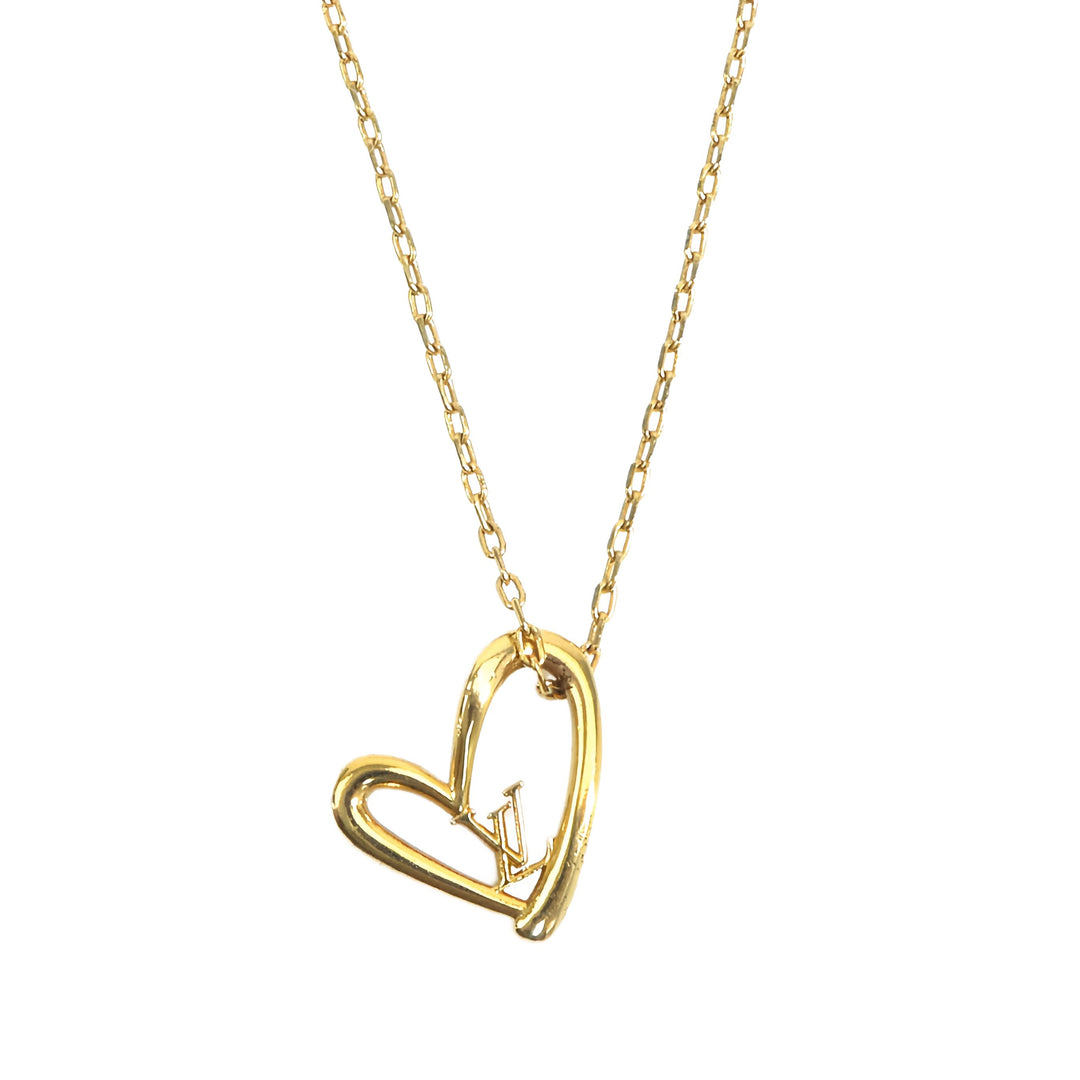 Louis Vuitton plaqué Collier Fall in Love Pendant Collier Doré – vue principale – GABY PARIS