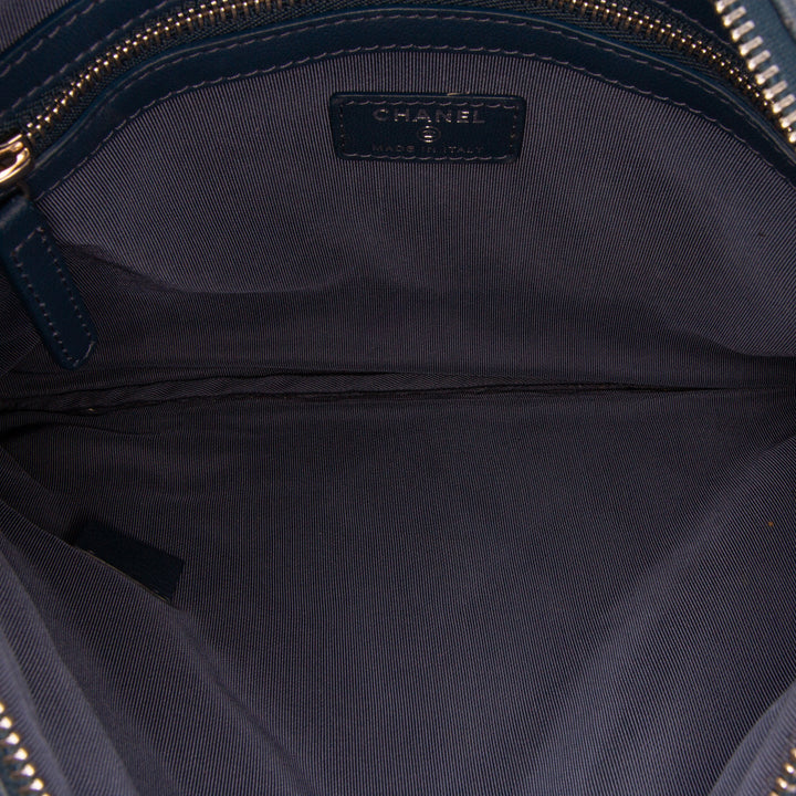 Medium Quilted Lambskin O Case Clutch Blue - Gaby Paris