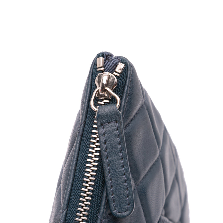 Medium Quilted Lambskin O Case Clutch Blue - Gaby Paris