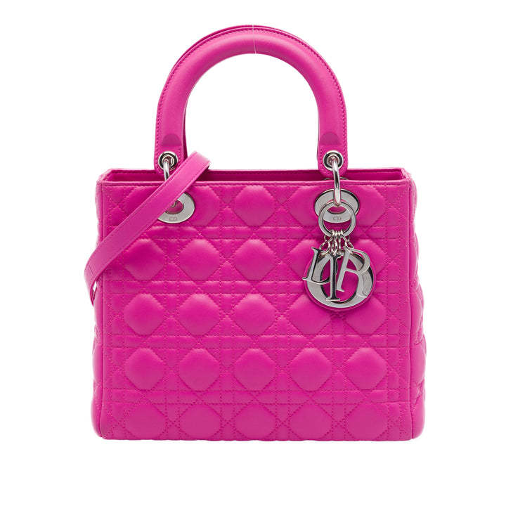 Lady Dior Cannage Moyen Cuir d'agneau Rose