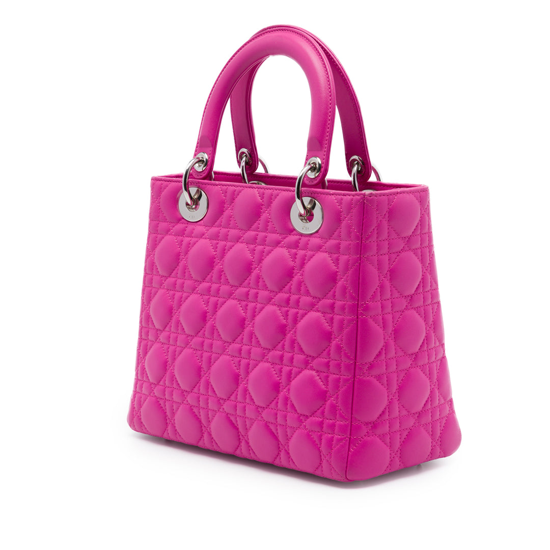 Lady Dior Cannage Moyen Cuir d'agneau Rose