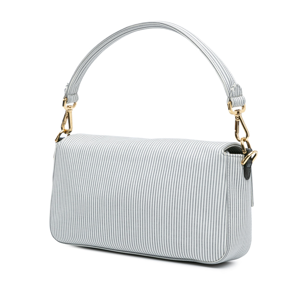 Striped Jersey Baguette Satchel White - Gaby Paris