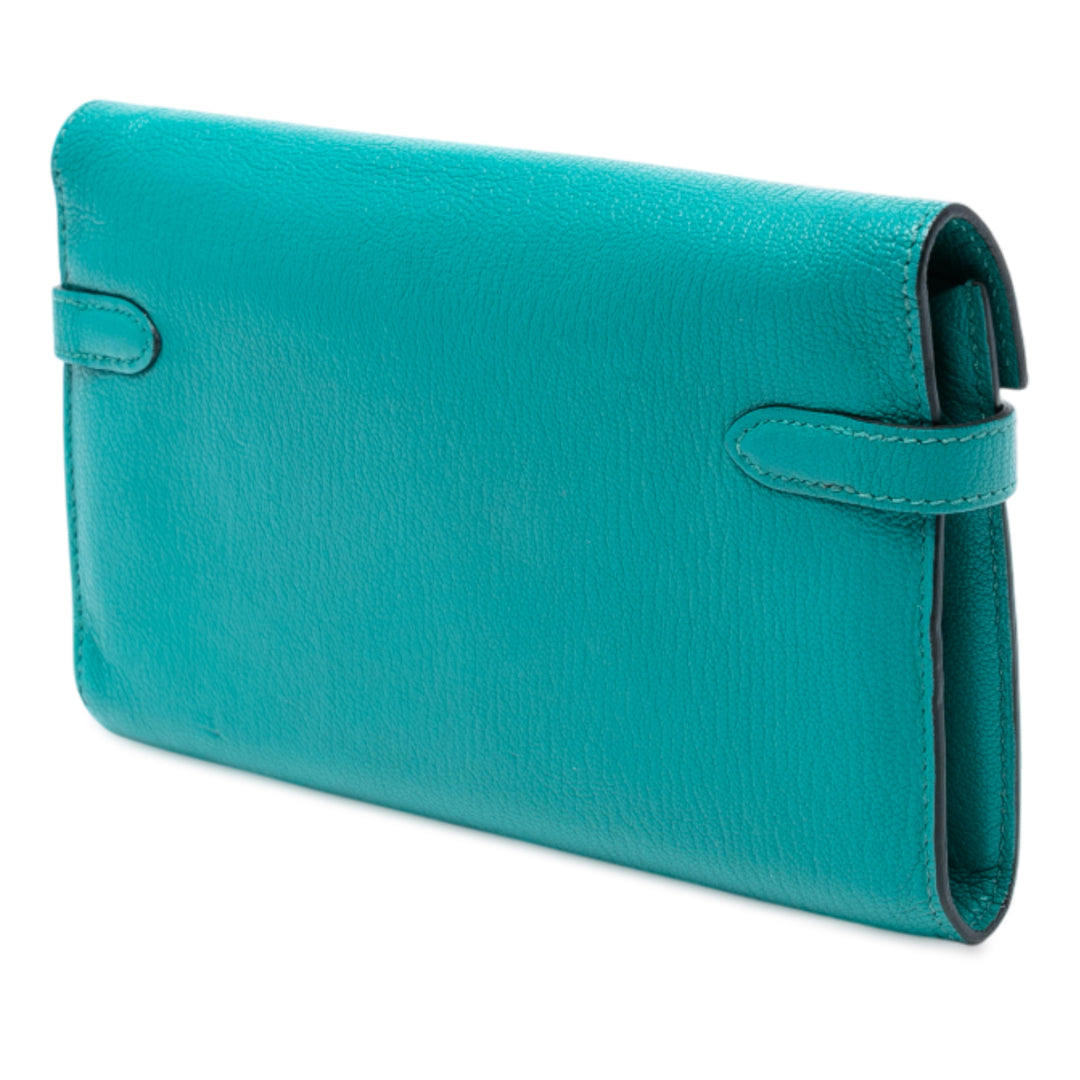 Hermès Chevre Mysore Kelly Longue Wallet Bleu