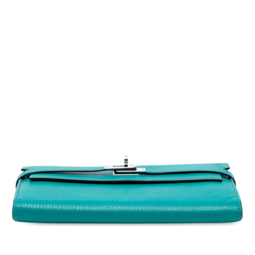 Hermès Chevre Mysore Kelly Longue Wallet Bleu