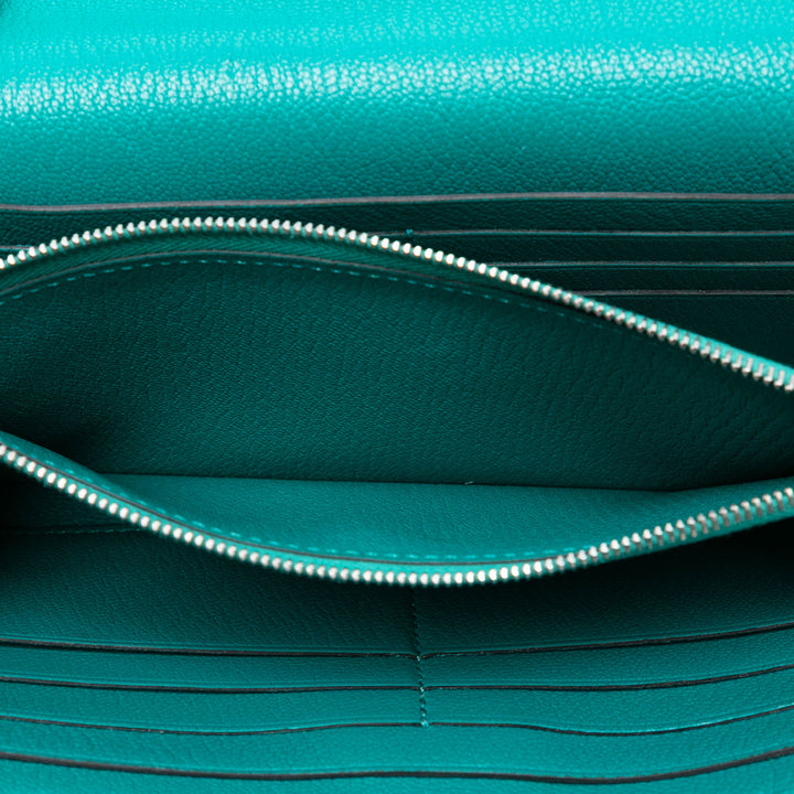 Hermès Chevre Mysore Kelly Longue Wallet Bleu