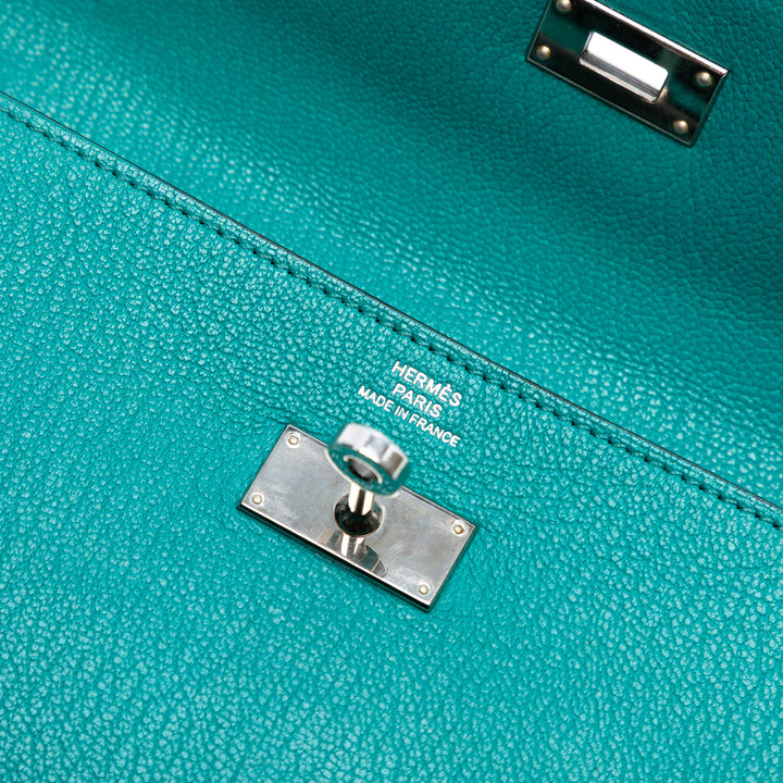 Hermès Chevre Mysore Kelly Longue Wallet Bleu