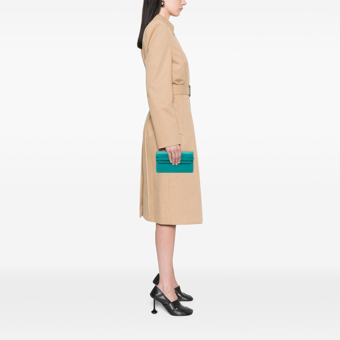 Hermès Chevre Mysore Kelly Longue Wallet Bleu