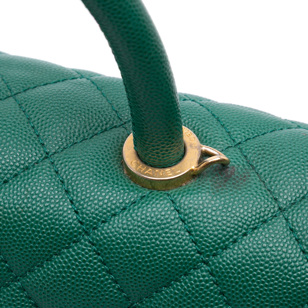 Chanel Medium Quilted Caviar Coco Top Handle Bag Vert – GABY PARIS Authentique
