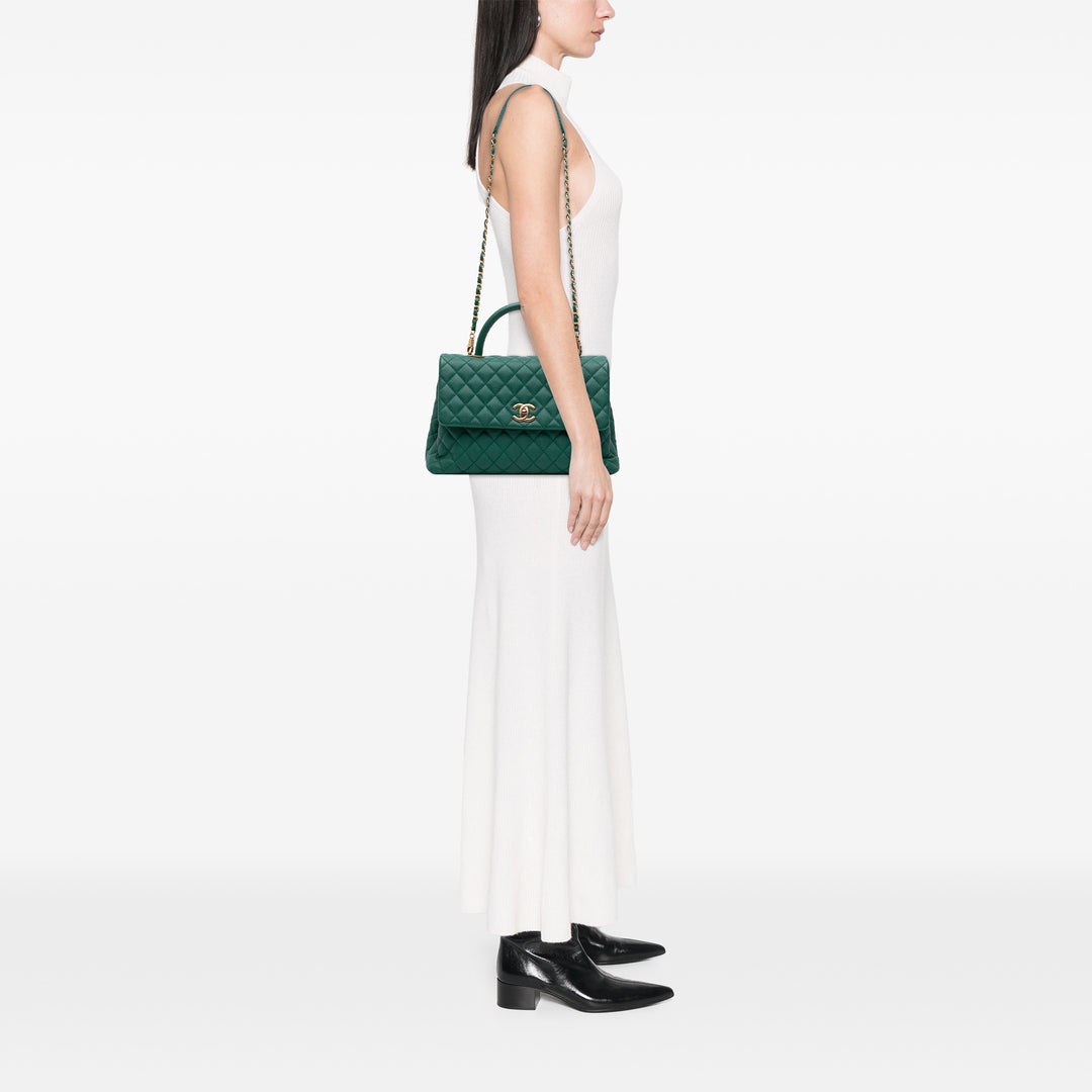 Chanel Medium Quilted Caviar Coco Top Handle Bag Vert – GABY PARIS Authentique