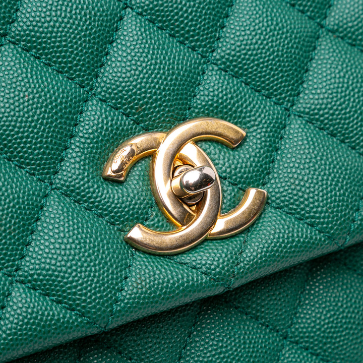 Chanel Medium Quilted Caviar Coco Top Handle Bag Vert – GABY PARIS Authentique