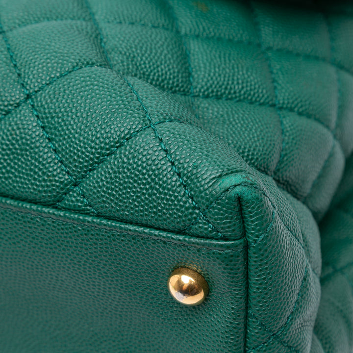 Chanel Medium Quilted Caviar Coco Top Handle Bag Vert – GABY PARIS Authentique