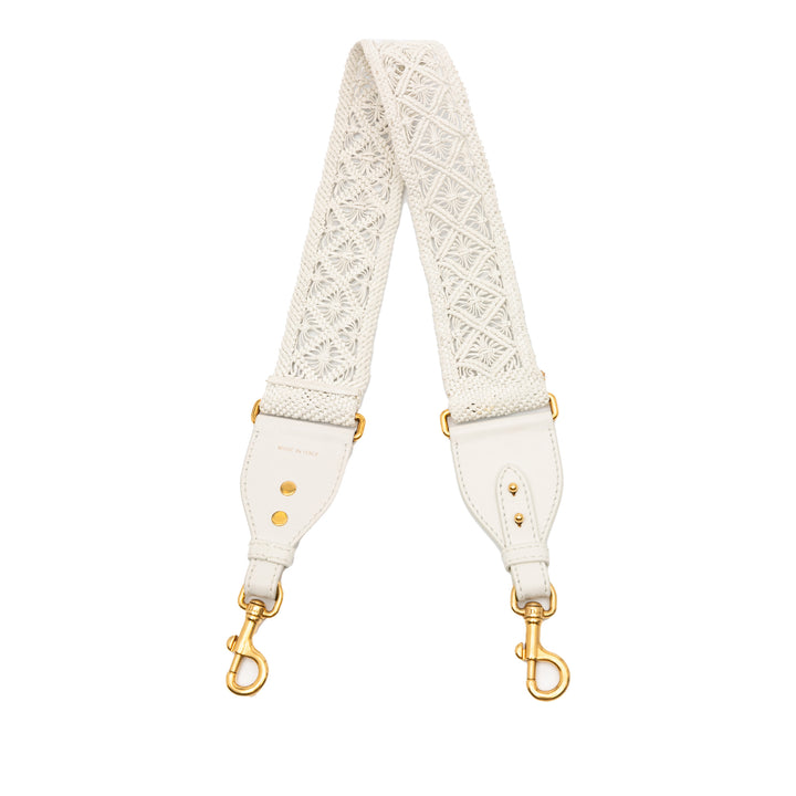Dior Cuir de veau Macrame Shoulder Strap Blanc