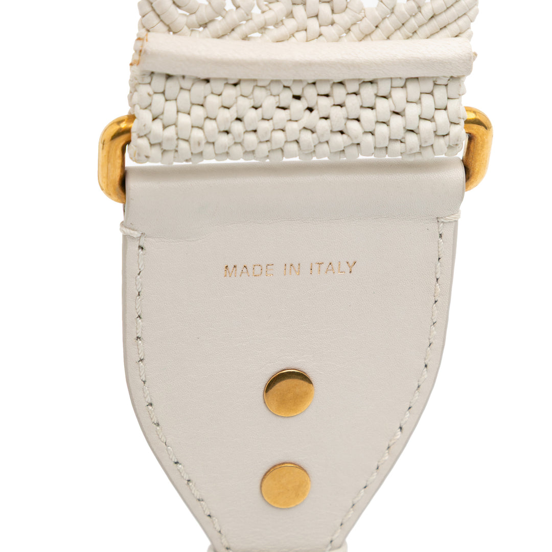 Dior Cuir de veau Macrame Shoulder Strap Blanc