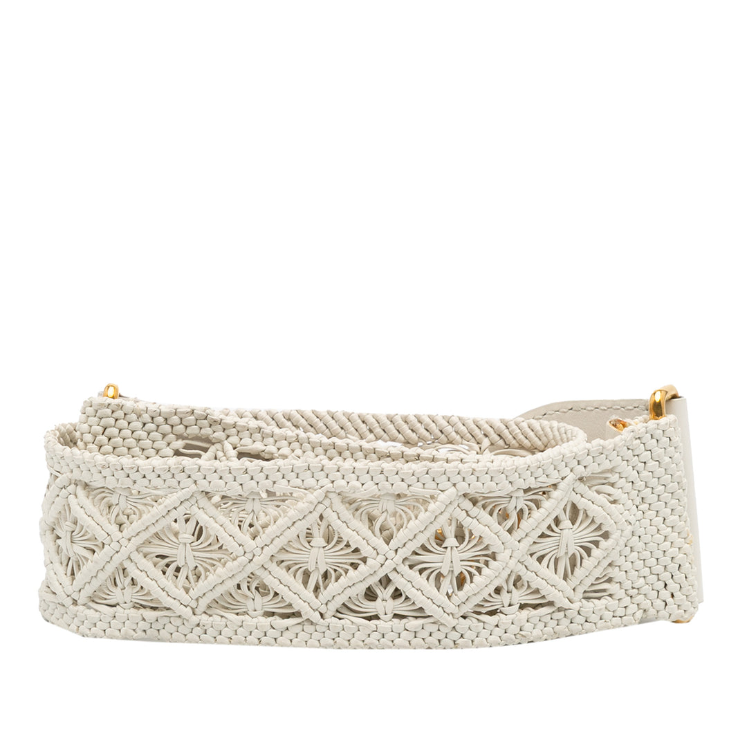 Dior Cuir de veau Macrame Shoulder Strap Blanc