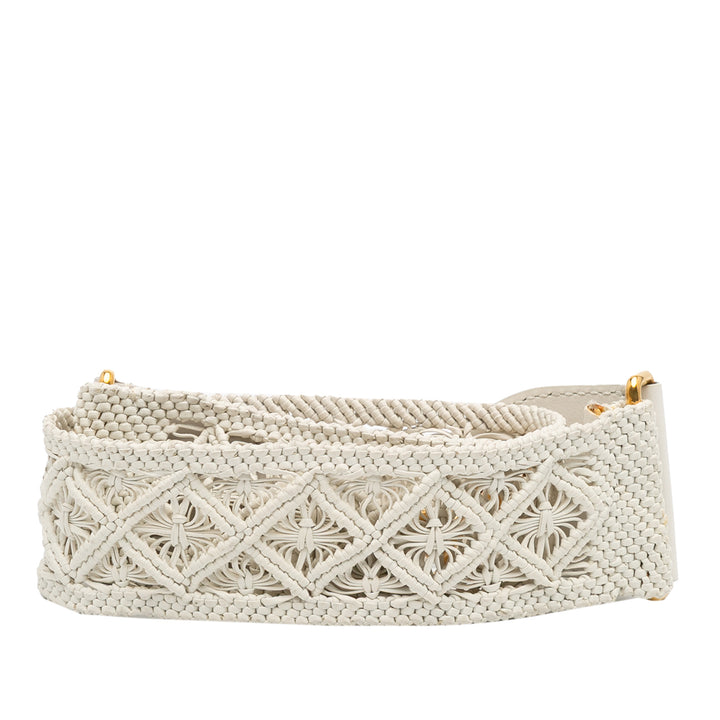 Dior Cuir de veau Macrame Shoulder Strap Blanc