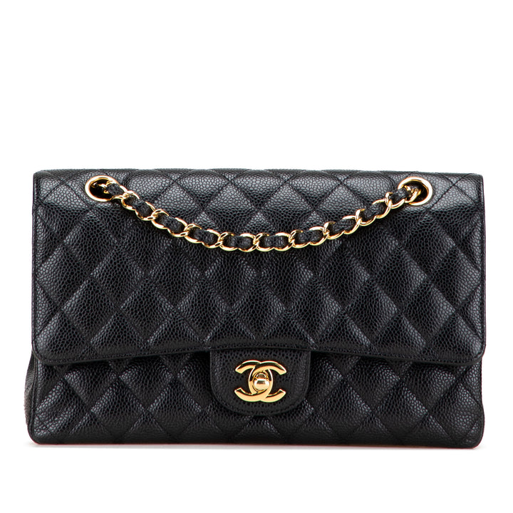 Medium Classic Caviar Double Flap Black - Gaby Paris