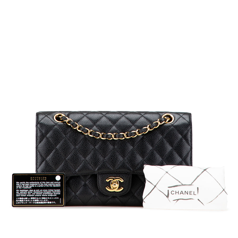 Medium Classic Caviar Double Flap Black - Gaby Paris