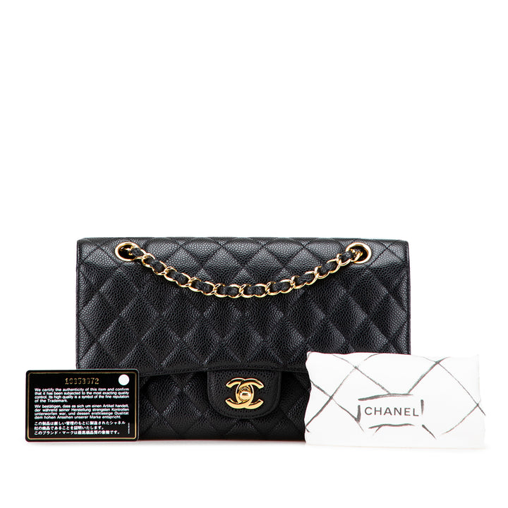 Medium Classic Caviar Double Flap Black - Gaby Paris
