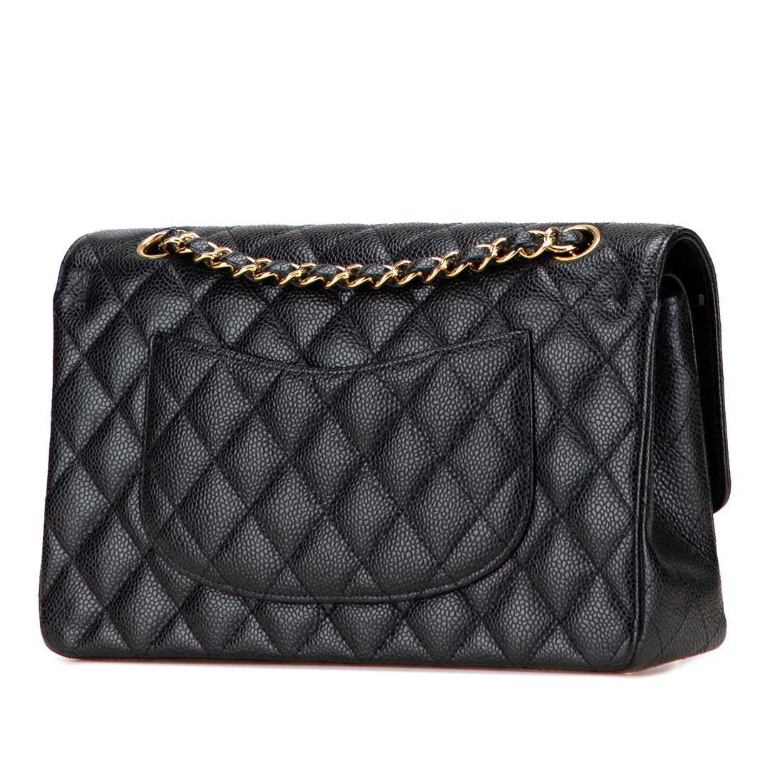 Medium Classic Caviar Double Flap Black - Gaby Paris