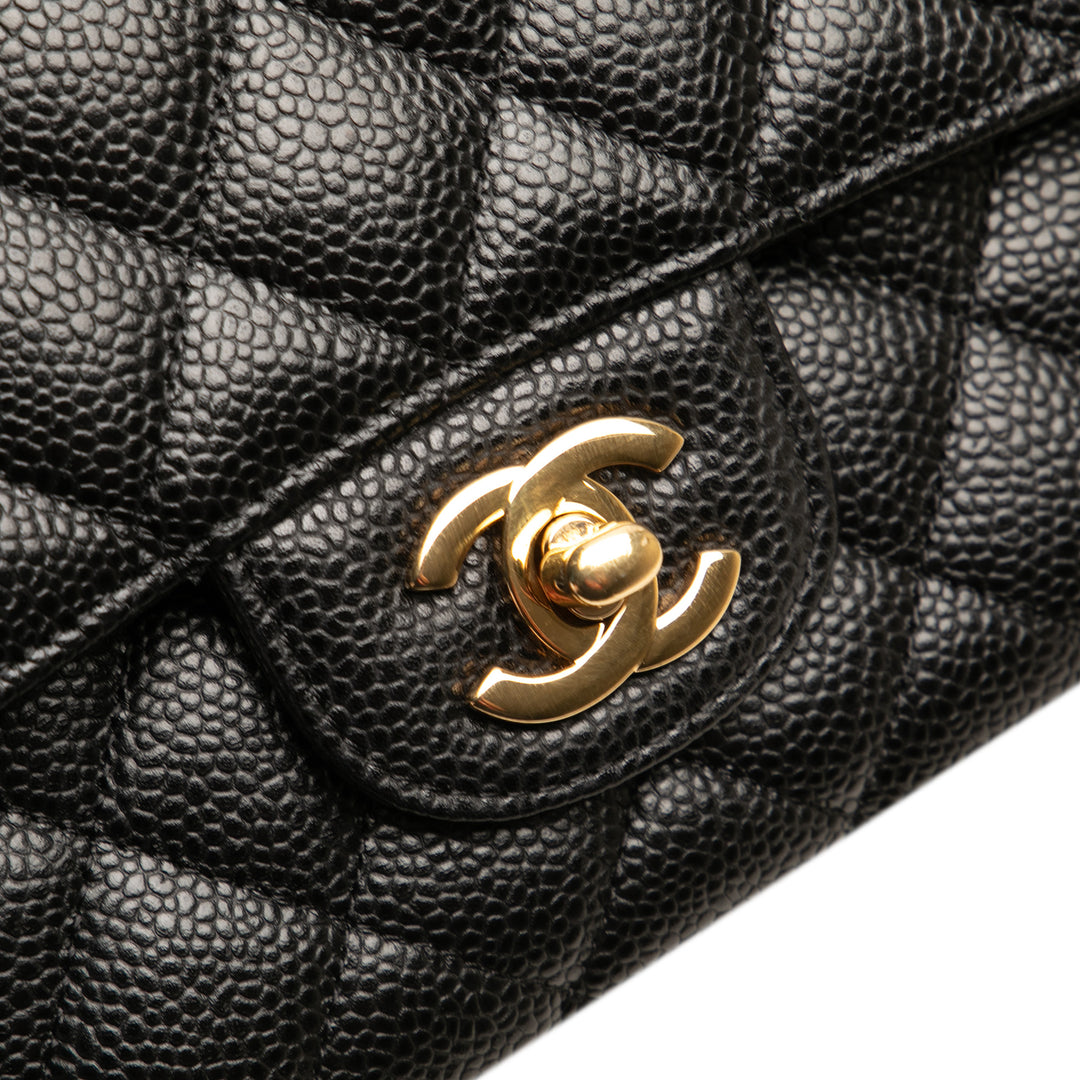 Medium Classic Caviar Double Flap Black - Gaby Paris