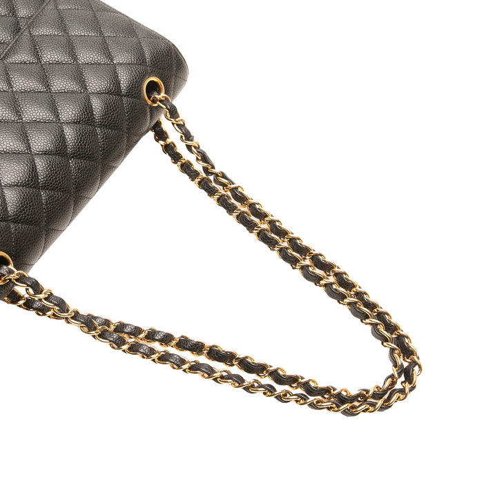 Medium Classic Caviar Double Flap Black - Gaby Paris