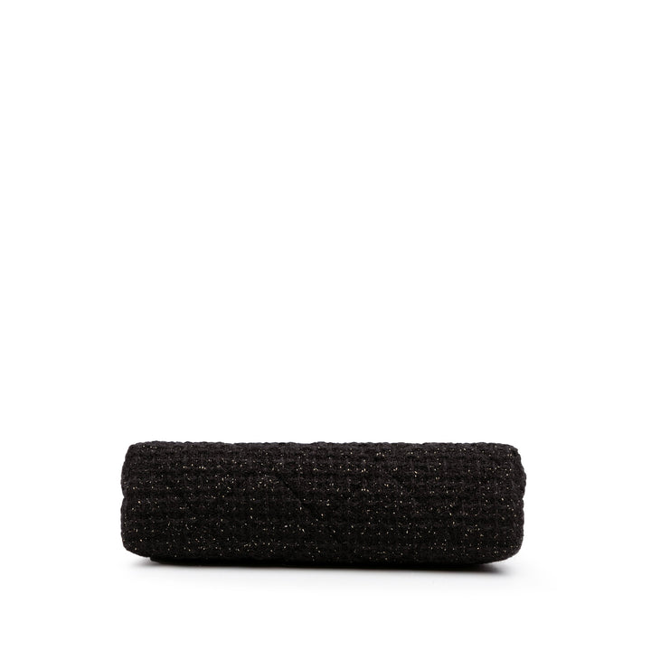 Quilted Tweed Kisslock Clutch Black - Gaby Paris