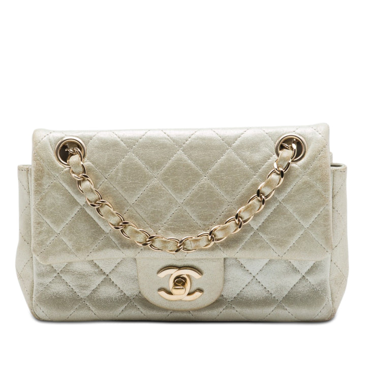 Chanel Mini Rectangular Classic Iridescent Cuir d’agneau Simple rabat
