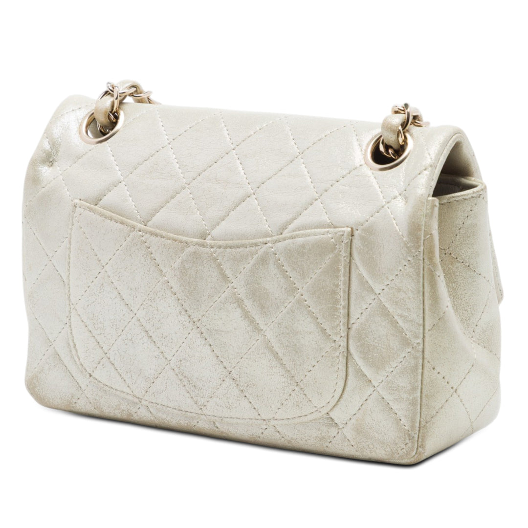 Chanel Mini Rectangular Classic Iridescent Cuir d’agneau Simple rabat