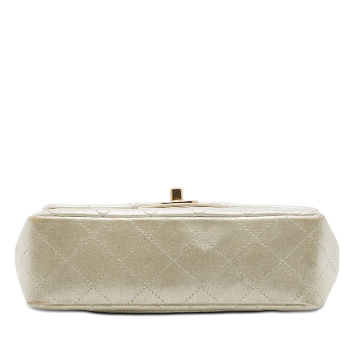Chanel Mini Rectangular Classic Iridescent Cuir d’agneau Simple rabat