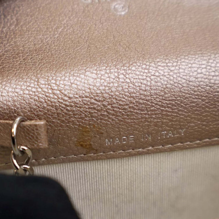Metallic Calfskin Diamond Stitch Card Holder Brown - Gaby Paris