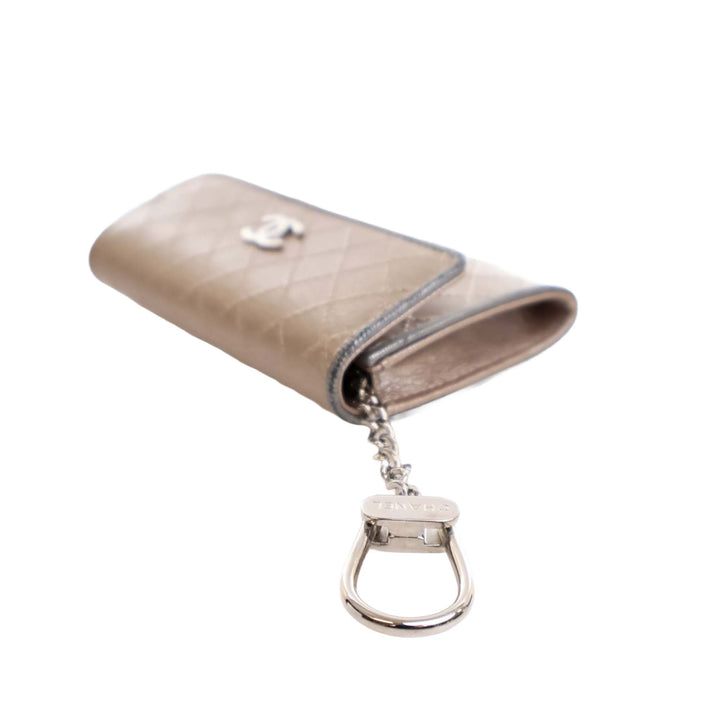 Metallic Calfskin Diamond Stitch Card Holder Brown - Gaby Paris