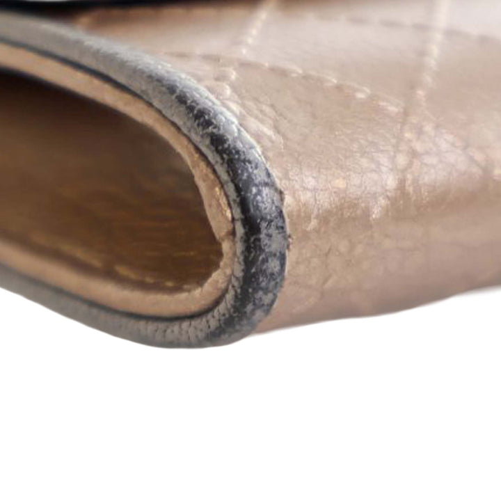 Metallic Calfskin Diamond Stitch Card Holder Brown - Gaby Paris