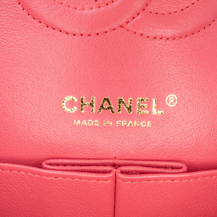 Medium Classic Chevron Lambskin Double Flap Pink - Gaby Paris