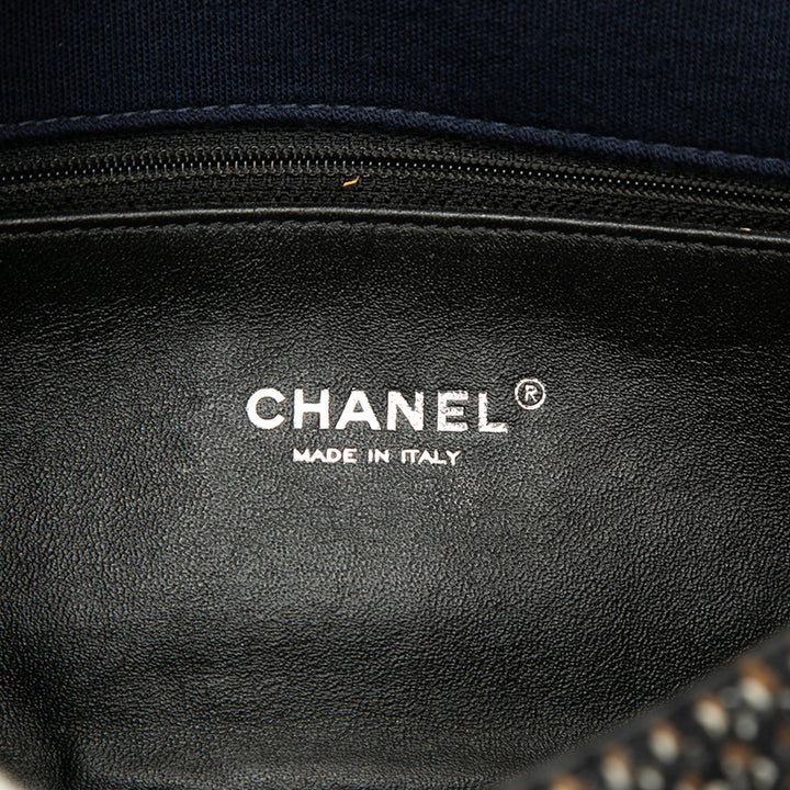 Chanel Sac porté épaule Matelassé Jersey et Chaîne à rabat Tweed Petit Bleu – vue 5 – GABY PARIS