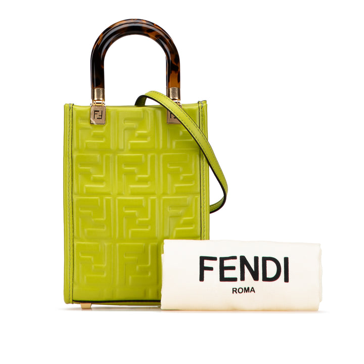 Fendi Mini Zucca embossé Cuir Sunshine Shopper Cabas