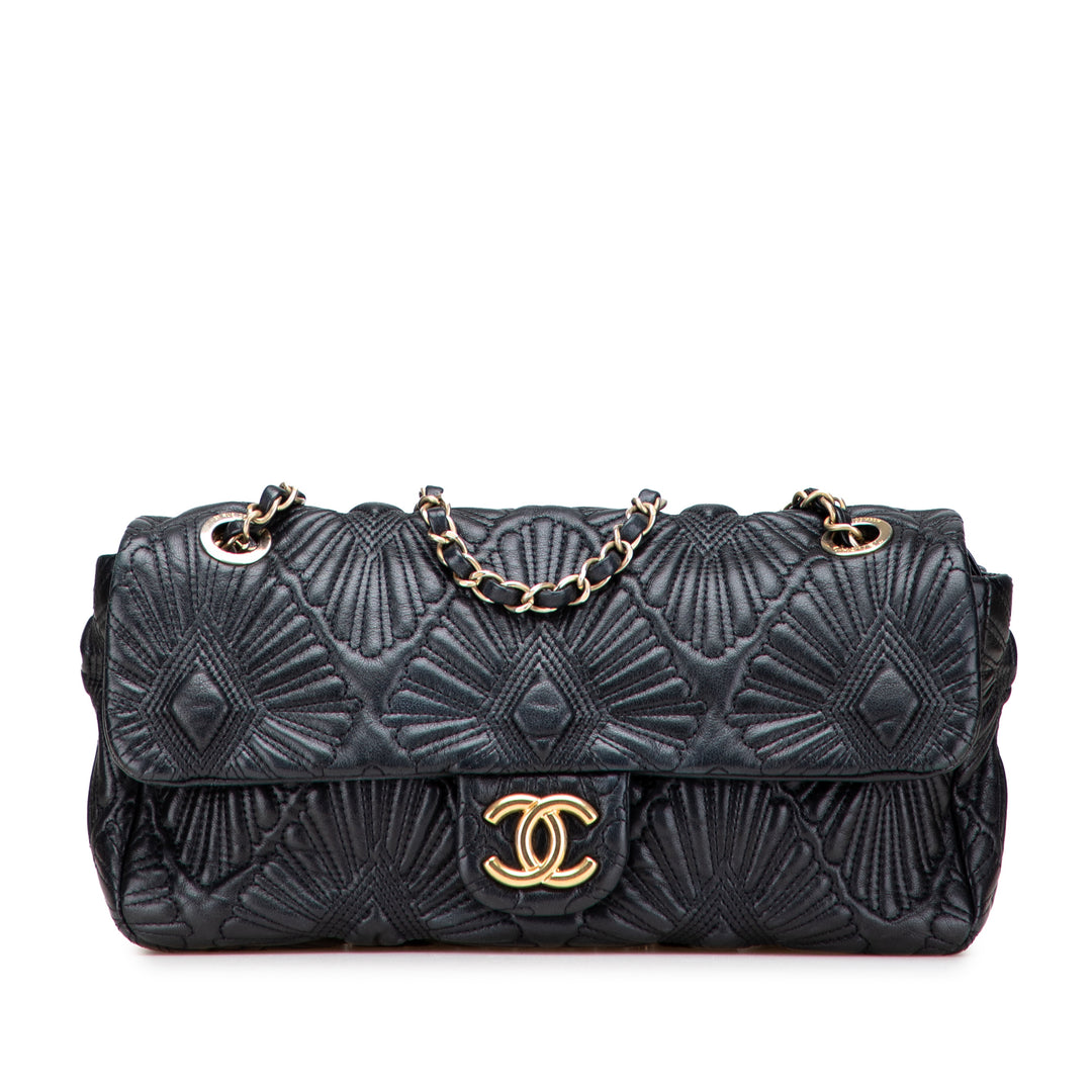 Quilted Calfskin Ca D'Oro Flap Black - Gaby Paris