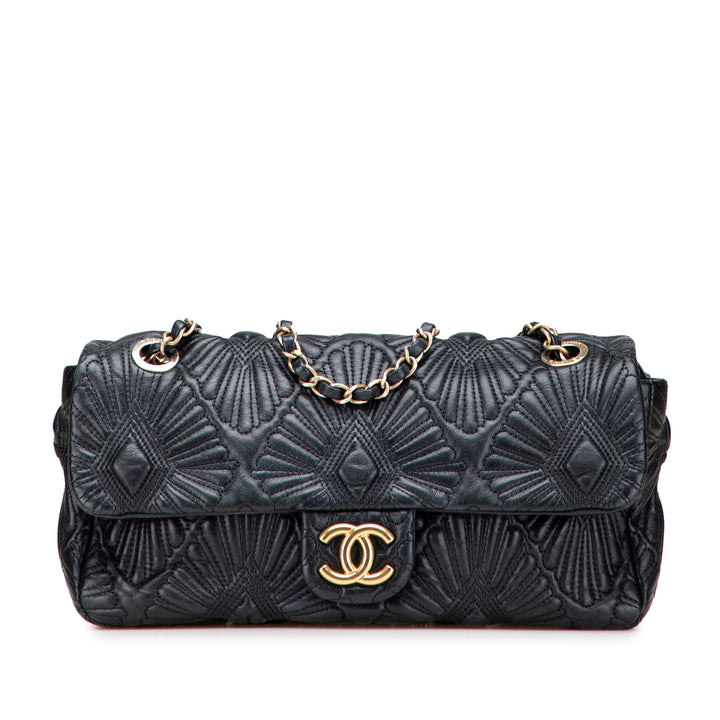 Quilted Calfskin Ca D'Oro Flap Black - Gaby Paris