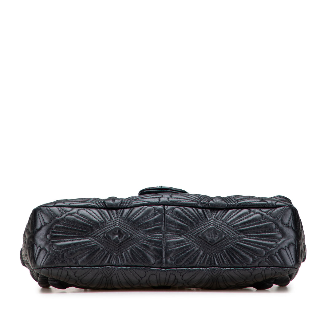 Quilted Calfskin Ca D'Oro Flap Black - Gaby Paris