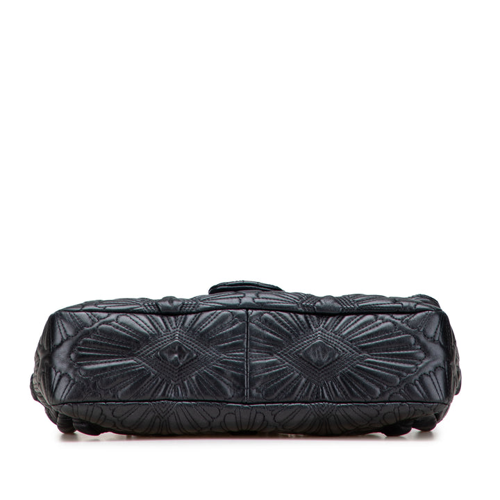 Quilted Calfskin Ca D'Oro Flap Black - Gaby Paris