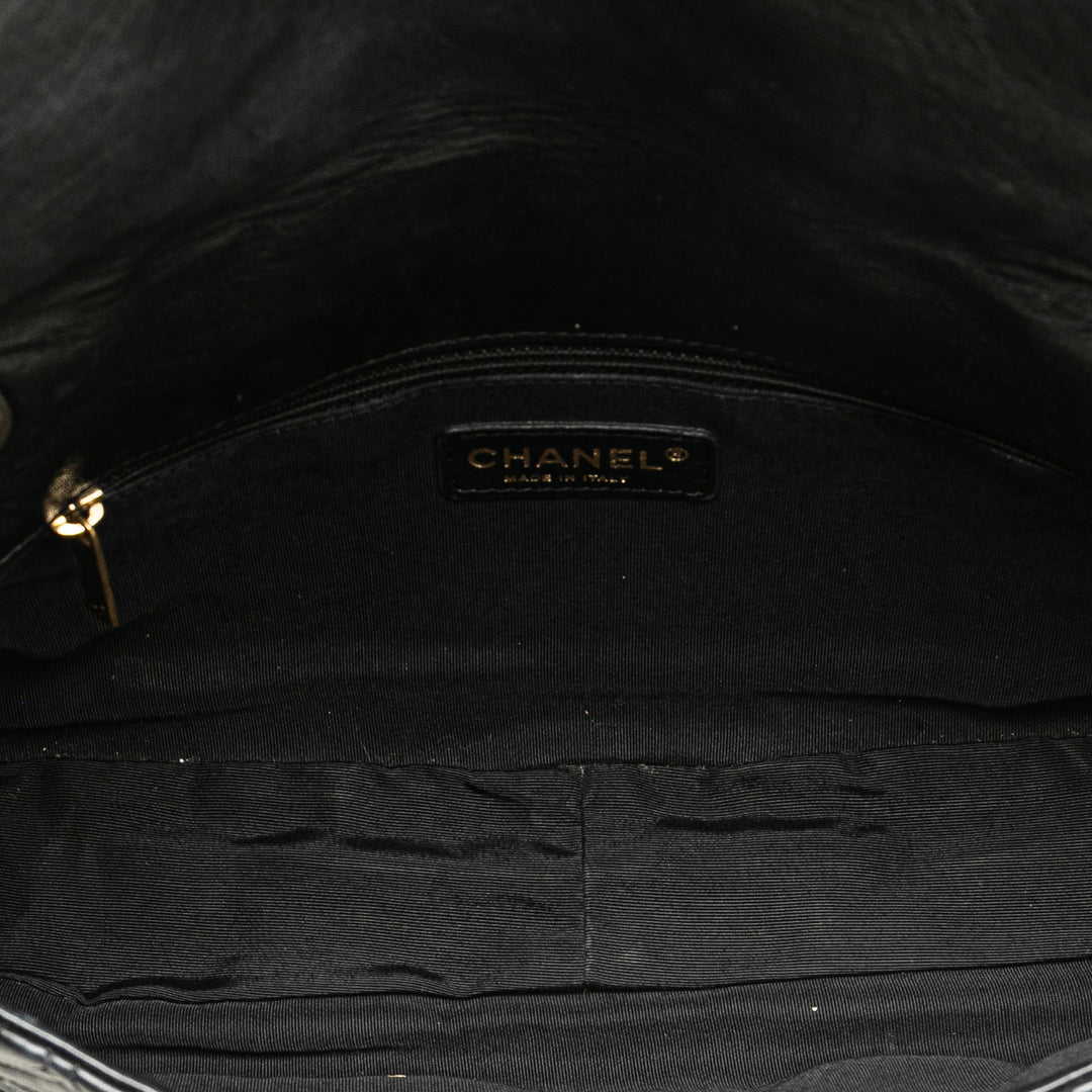 Quilted Calfskin Ca D'Oro Flap Black - Gaby Paris