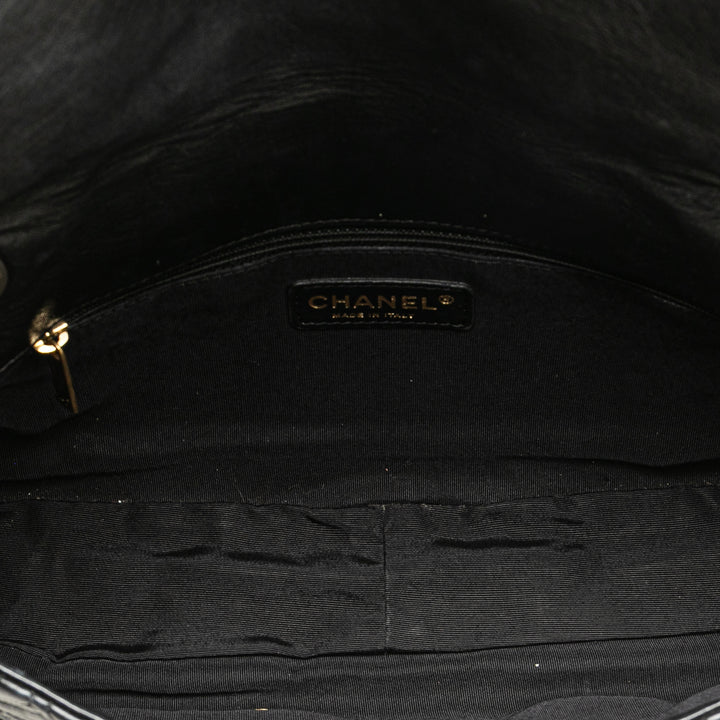 Quilted Calfskin Ca D'Oro Flap Black - Gaby Paris