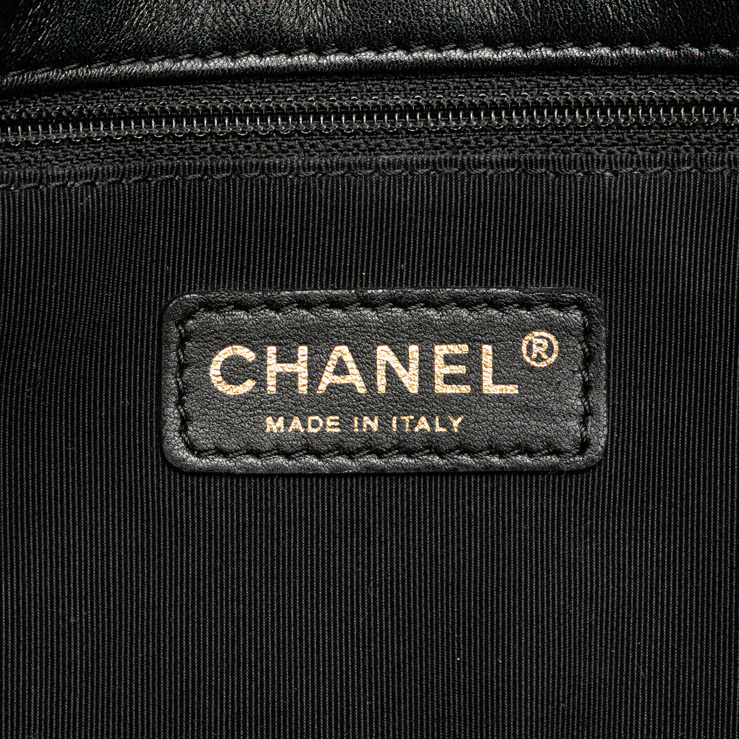 Quilted Calfskin Ca D'Oro Flap Black - Gaby Paris