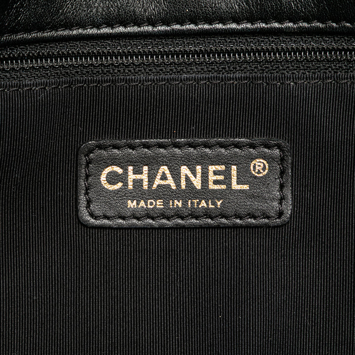 Quilted Calfskin Ca D'Oro Flap Black - Gaby Paris