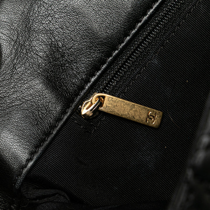 Quilted Calfskin Ca D'Oro Flap Black - Gaby Paris