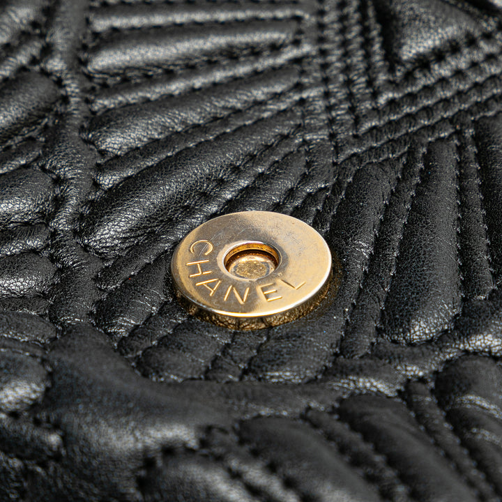 Quilted Calfskin Ca D'Oro Flap Black - Gaby Paris