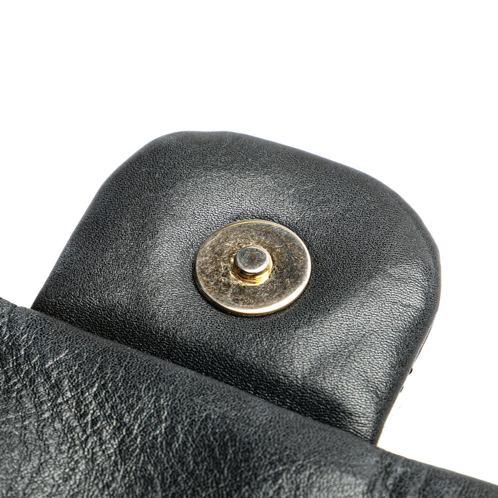 Quilted Calfskin Ca D'Oro Flap Black - Gaby Paris