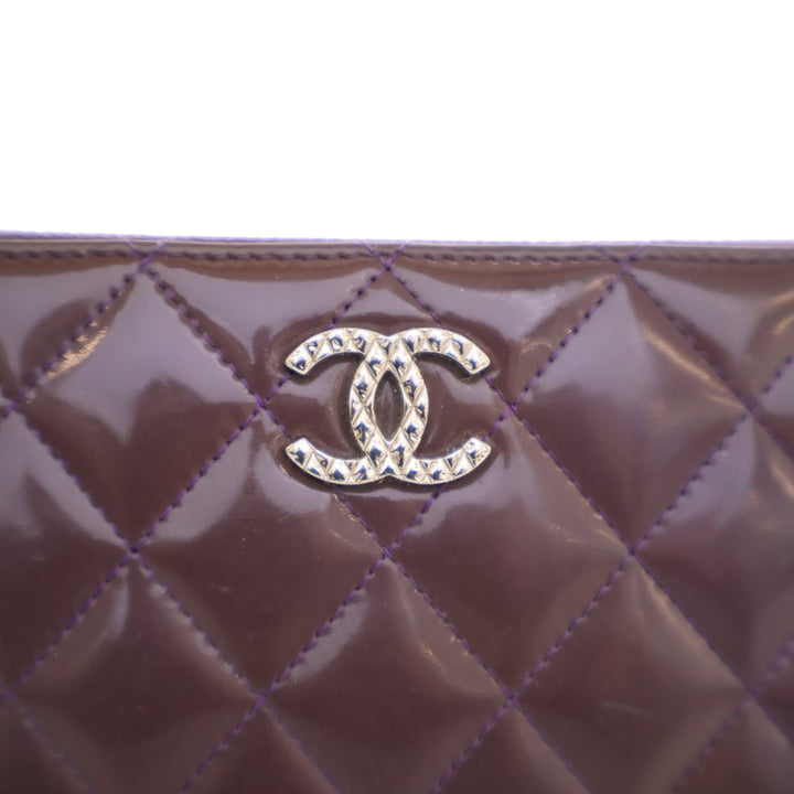 CC Quilted Patent Zip Around Long Wallet Purple - Gaby Paris